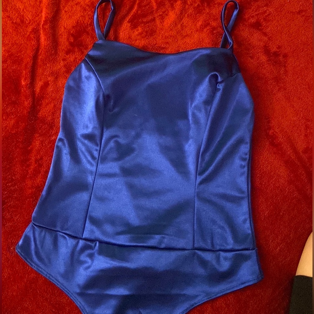 Blue tank top bodysuit